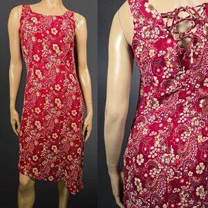 Vintage 90s Y2K Floral Fairy Boho Slip Dress Size 5 Asymmetric Hem Burgundy